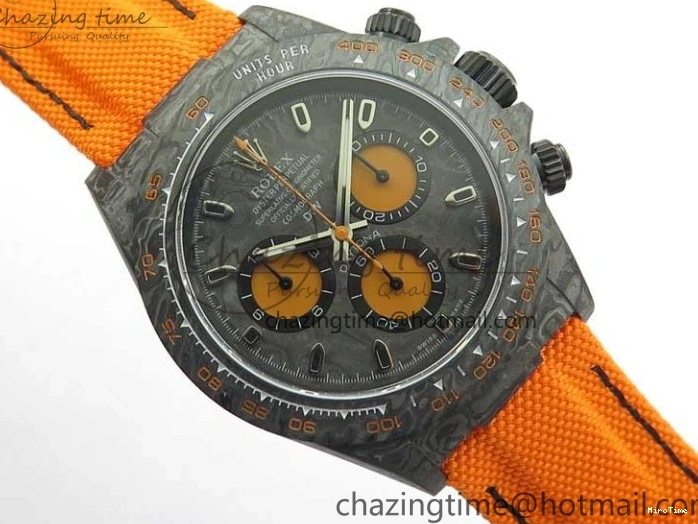 MiroTime 0122 Daytona DIW Carbon Noob 1:1 Best Edition Black Orange Dial on Orange Nylon Strap SA TopPick 2586